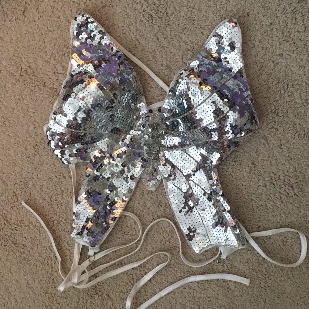 Silver butterfly wrap top